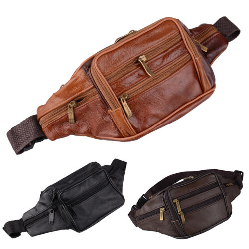 Women Men Fanny Pack Bag Leather Zipper Waist Belt Pouch Chest Bag Purse Pocket 
