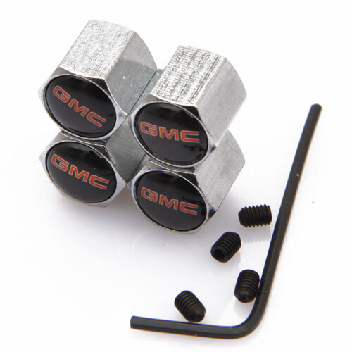 Modified Car Wheel Tire Valve Stems Caps Anti-Theft Locking For GMC Silver jS368 
