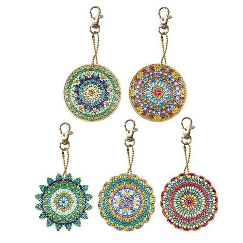 5PC Mandala Diamond Painting Key Chains Pendant DIY Resin Key Ring Keychain Kits