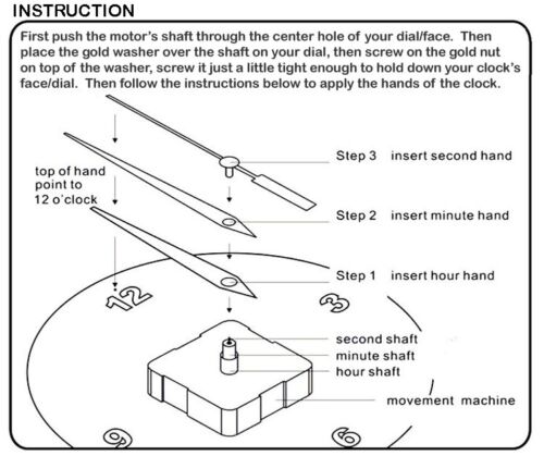 #07 Quartz Clock kit 1//2/" threaded LONG SHAFT,quiet motor HANGER /& 3.5/" hand