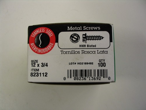 12 x 3//4 SS Hex Washer Head Sheet Metal Screws Hillman 100//bx Stainless Steel