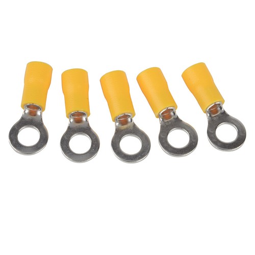 100pcs Yellow Ring Terminal 10-12 AWG RV 5.5-6 Insulated Vinyl Crimp Connector