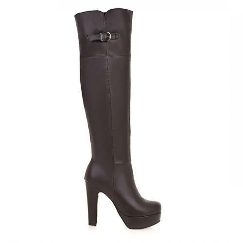 Details about  / Womens Ladies Thigh High Over The Knee Block Heel Platform Boots Zip Up Shoes D
