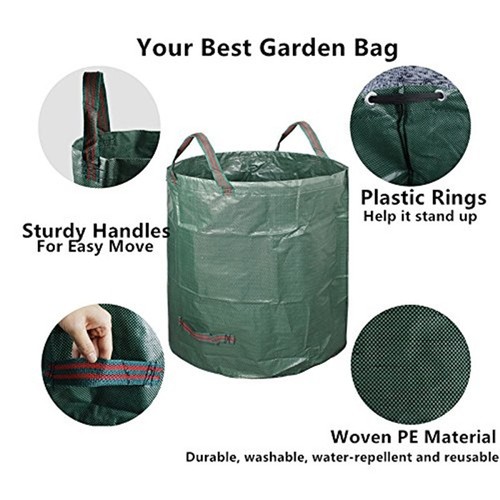 Heavy Duty Garden Waste Bag Reusable Waterproof Refuse Sack for Leaves Grass Bin