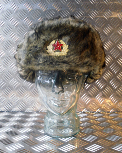Toutes Tailles-Neuf Russe//Soviétique//URSS Brown Cosaque Chapeau Avec Rabats Oreilles