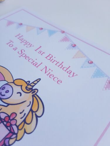 Personalised Unicorn Birthday Card 1st 2nd 3rd 4th for Daughter Granddaughter 