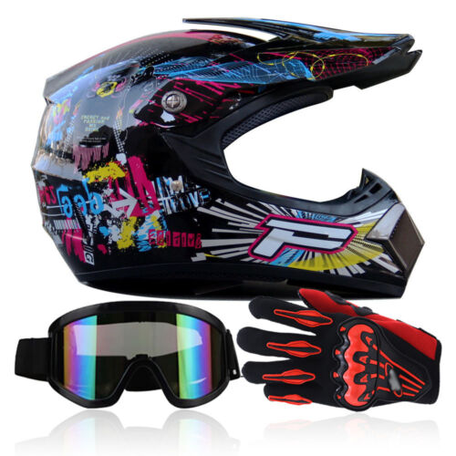 S-XL DOT Motorcycle Offroad Helmet+Goggles+Gloves Motocross Protector Guard WCV
