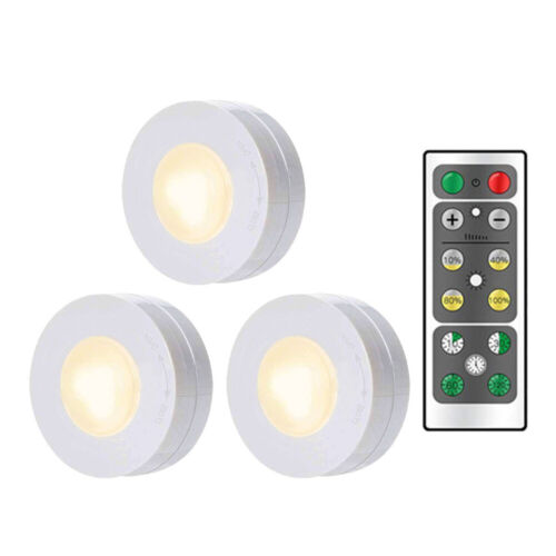 6Pcs Wireless LED Puck Lights Closet Under Cabinet Lighting With Remote Control 