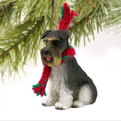 DOG CHRISTMAS ORNAMENT HOLIDAY XMAS Figurine Scarf gift UNCROPPED SCHNAUZER