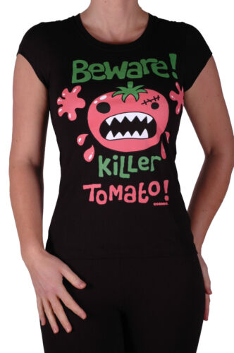 Womens Cotton Beware Killer Tomato Print Short Sleeve Crew Neck T-Shirts Tops