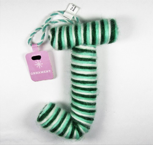 Letter Initial Monogram J Holiday Ornament Xmas Candy Cane Green 5/" Target