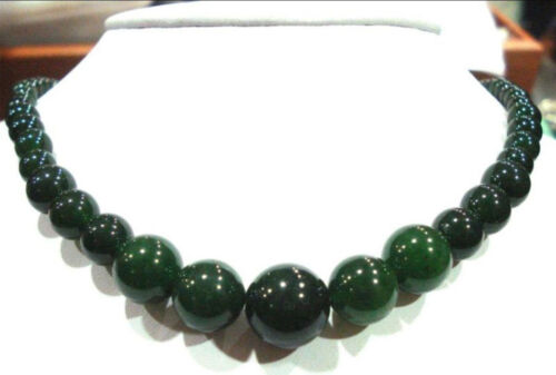 Nouveau 6-14 mm Naturel Vert Foncé Emerald Gemstone Round Beads Necklace 18/"