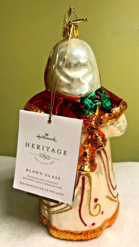 Hallmark 2019 Heritage Blown Glass Santa w Bells Gold Box NIB Xmas Ornament