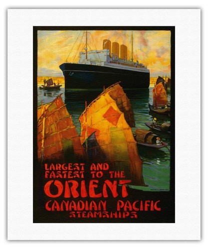 Orient Asia Sampan Steamship Vintage Ocean Liner Travel Art Poster Giclée