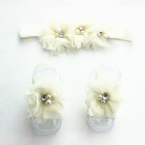 New 1Set//3Pcs Infant Girls Baby Hairband Flower Foot Headband Elastic Hair Band