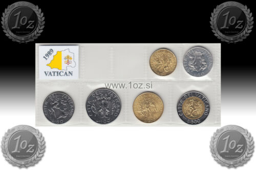 UNCIRCULATED VATICAN SET 1989-6 coins 1989 10, 20, 50, 100, 200, 500 LIRE 