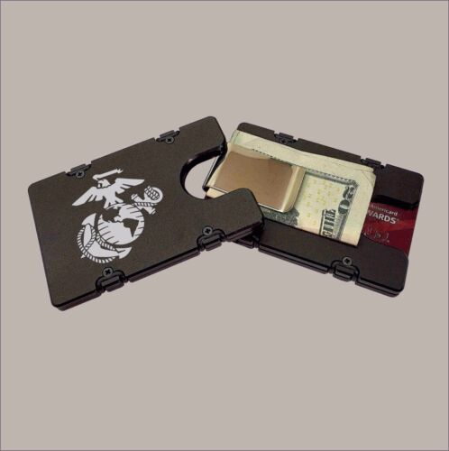 US MARINE CORPS Billet Aluminum Wallet with removable Money Clip 