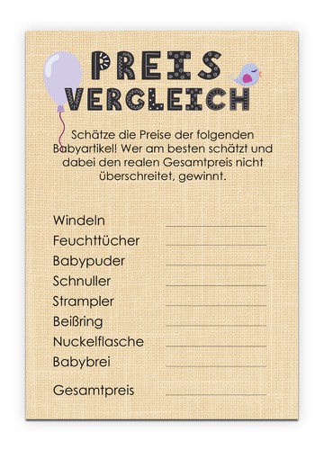 Taufe Babyparty Spiel 10 Karten Pullerparty Spiel Baby Hsdsonline Com