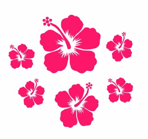 Hibiscus Flower Set of 6 - Vinyl Wall Decals / Car Decals  - Select Color
