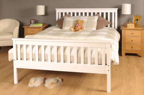 Double Bed White 4ft6 Double Bed Wooden Frame White