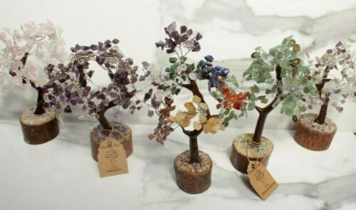 S LRG Various Natural Gemstone Crystal Chip Bonsai Tree Wire Feng Shui New Age