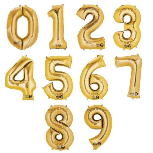 HUGE GOLD FOIL NUMBER BALLOON ANAGRAM 34/" 86cm BIG BIRTHDAY PARTY DECOR BALLOONS