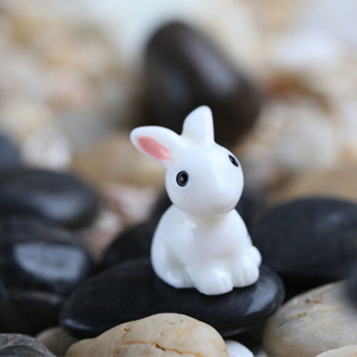 2 Pcs Mini Rabbits Miniature Garden Ornament Resin Craft Fairy Party Decoration
