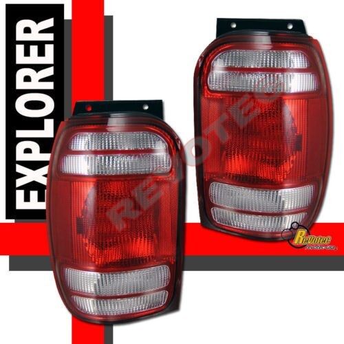 LH 1998-2001 Ford Explorer Mountaineer Red Clear Tail Lights Lamps RH 