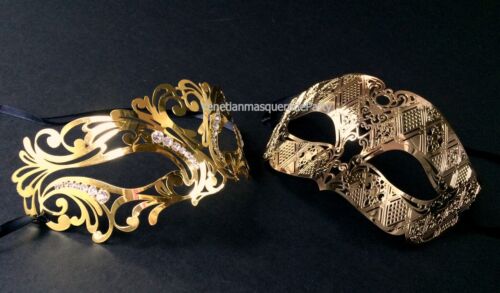 Men and Women pair Masquerade metal crystal eye mask Dress up Christmas New Year 