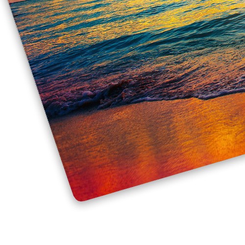 Sea Sunset Orange Blue Glass Chopping Board Kitchen Worktop Saver Protector
