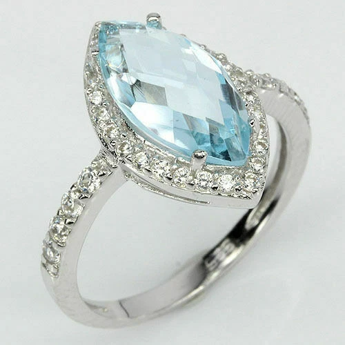 Anillos de joyería con gemas azul topacio