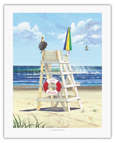 Westmoreland Color Painting Fine Art Print Pelican Perch Life Guard Stand S 