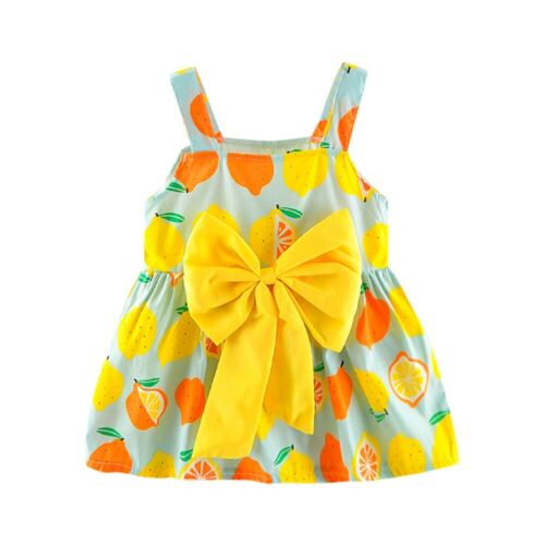 Infant Baby Girls Clothes Lemon Printed Outfit Sleeveless Princess Summer Dress 