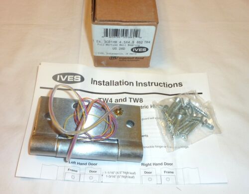 Ives 3CB1HW TW4 4.5/" x 4.5/" 652 Electric Thru-Wire Door Hinge SATIN CHROME NEW!