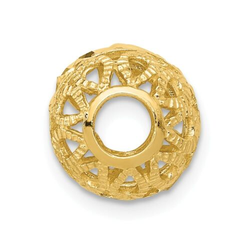14K Or Jaune Diamant Cut Gold Ball Chain Slide Charm Pendentif 