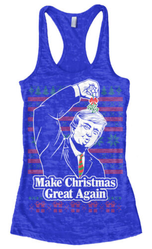 Make Christmas Great Again Women/'s Burnout Racerback Tank Top Donald Trump Gift