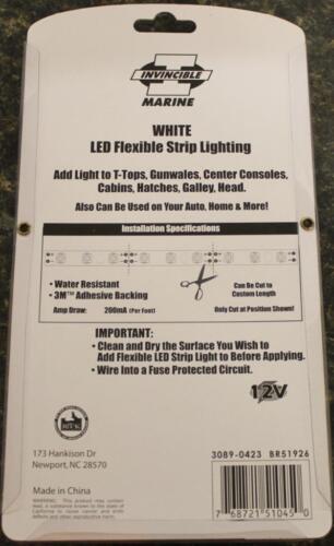 Invincible Marine BR51926 Adhesive-Backed Flexible 12V LED Strip Lighting WHITE