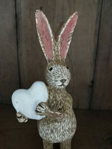 Conejo Con Corazón Blanco Ornamento Decorativo De Animales 