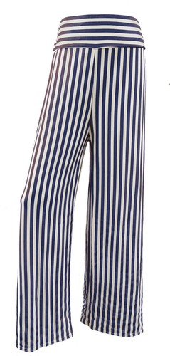 New Women Ladies Stripe Strippey Wide Leg Trousers Attractive Colours 8-26