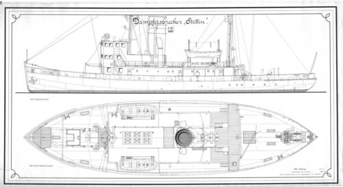 Dampfer STETTIN 1933 Eisbrecher Modellbauplan 