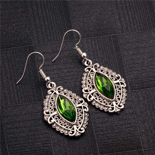 Femmes Vintage tibétain bijoux Set Cristal Ethnique Collier Pendentif Boucles D/'Oreilles Cadeau