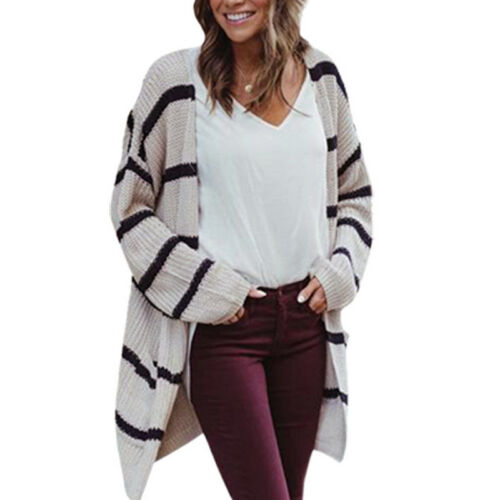 Women Ladies Knitted Cardigan Sweater Open Front Long Sleeve Jumper Coat Tops