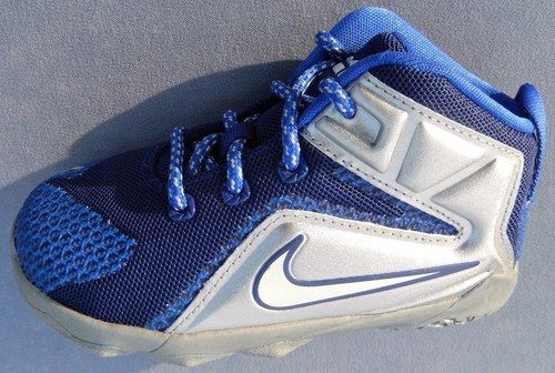 child TD SIZES 6c- 9c BLUE SILVER 685185-400 NEW NIKE TODDLER LEBRON XII 12