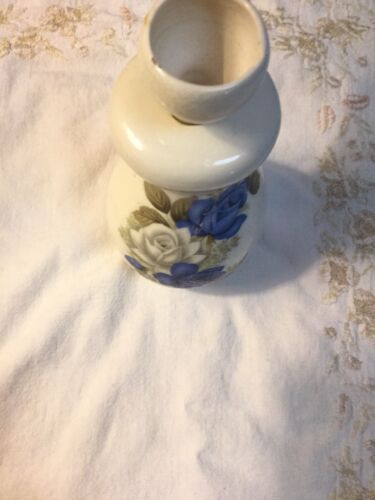 Rare Vtg Collectable Unused Ceramic Flower Hookah Pipe Blue /& White bong