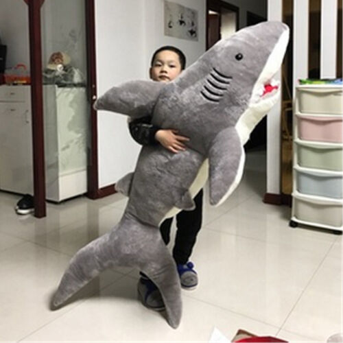 78'' Giant Big Shark Gray Plush Soft Toys Doll Stuffed Animals Pillow Kids Gift 