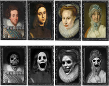 4Pack 10.2X14.5 Halloween Decorations 3D Changing Face Expression Moving Portrai