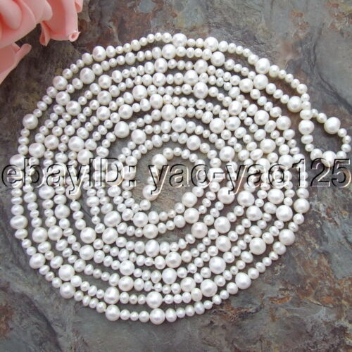 H042902 105'' 8.5mm&5mm White Pearl Necklace 