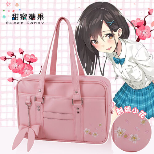 Japanese Styles Sakura Embroidery Bag Shoulder Bag JK Uniform Handbag 3Colors