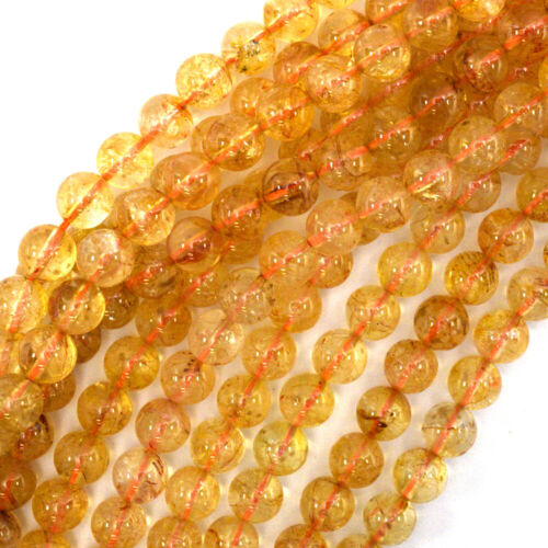 Naturel jaune citrine perles rondes pierres précieuses 15" brin 4 mm 6 mm 8 mm 10 mm 12 mm 