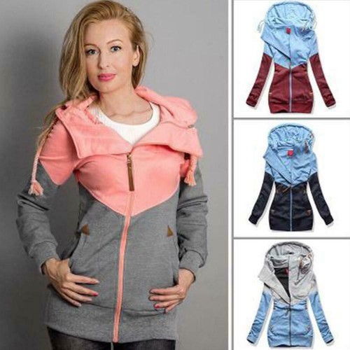 Women Ladies Zipper Hoodie coat Sweatshirt Long Sleeve Sweater Coat Jacket